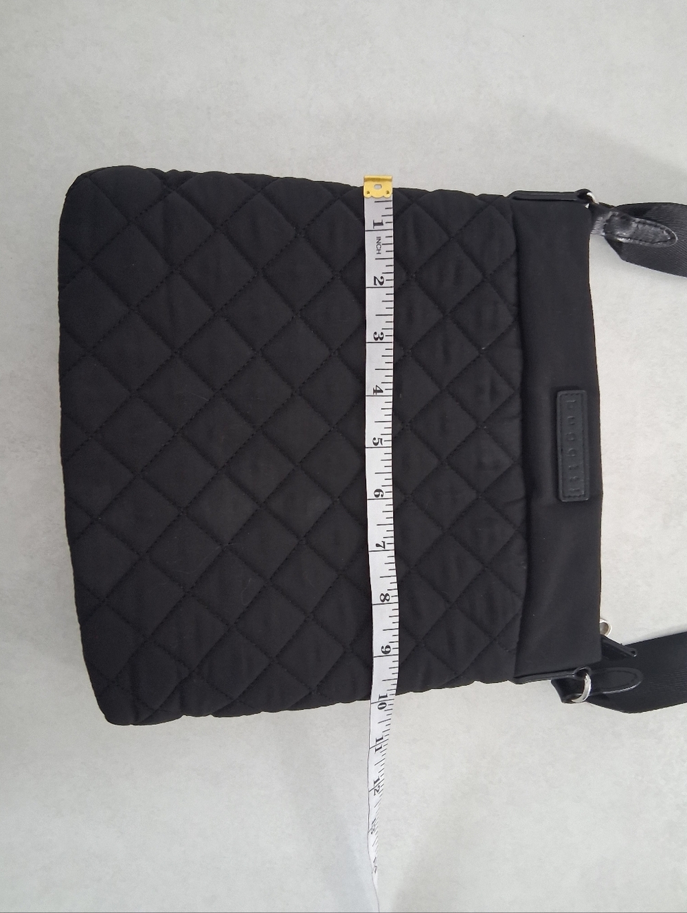 Bugatti/Black Quilted Crossbody Bag/ Adjustable Strap/ Genuine Leather Detailing - Picture 15 of 16